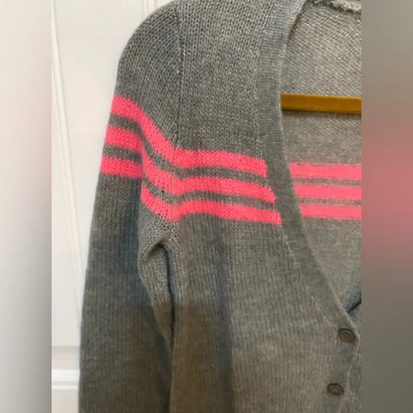 J Crew Gray/Pink striped button up cardigan - Picture 6 of 9